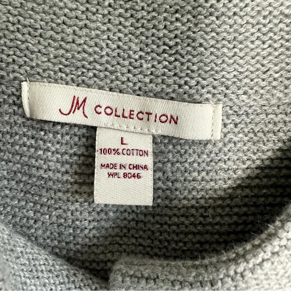 JM Collection Ombré Knit Button Front Sweater Cardigan Gray Black Size Large